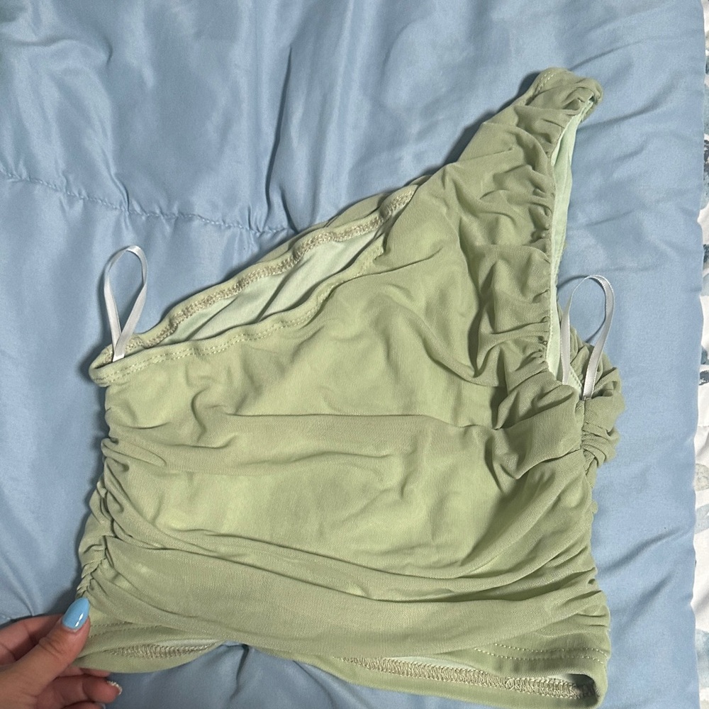 SHEIN Light Green Ruched Bandeau